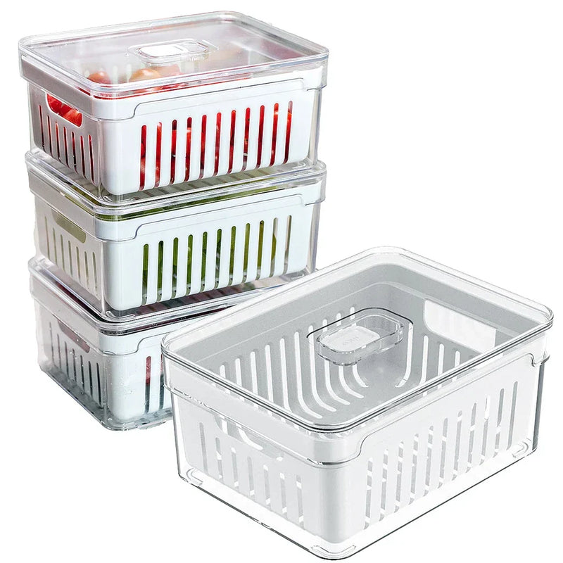 Kit 4 Organizadores Geladeira 2,2L | Cesto Removível