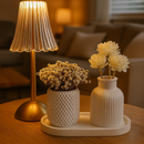 Kit 3 peças decorativas de gesso com bandeja e vasos -