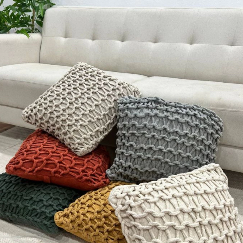 Kit de Almofadas Corda de Macrame Artesanal Estilo Boho