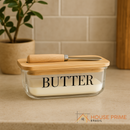 Manteigueira Vidro com Tampa de Bambu