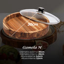 Gamela de Madeira com Tampa de Vidro