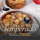 Gamela de Madeira com Tampa de Vidro
