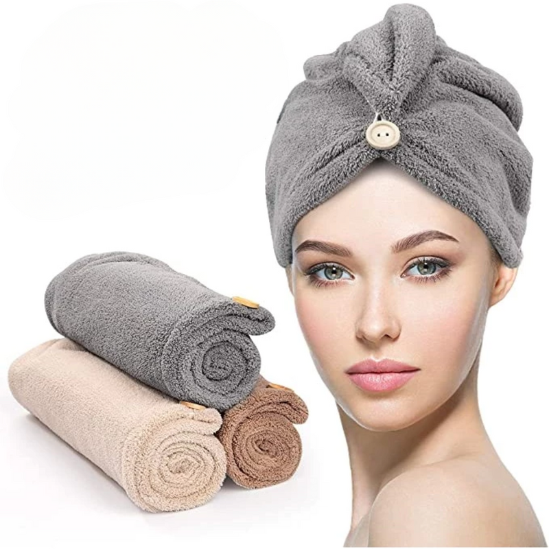 Kit 4 Toalhas Cabelo Microfibra Grossa | Secagem Rápida