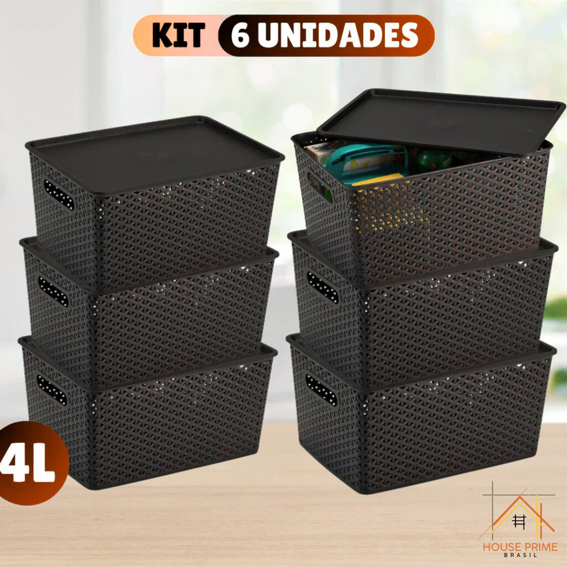 Kit 6 Cestos Rattan 4L