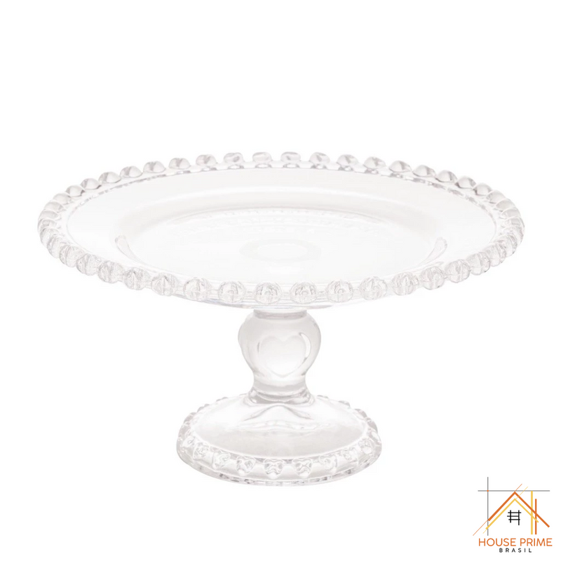 Prato Coração com Pé de Cristal 19,5cm