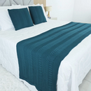 Kit Peseira Tricot Casal com 2 Almofadas