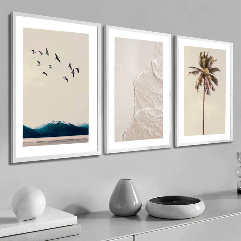 Kit 3 Quadros 50x70 com Moldura | Praia e Mar
