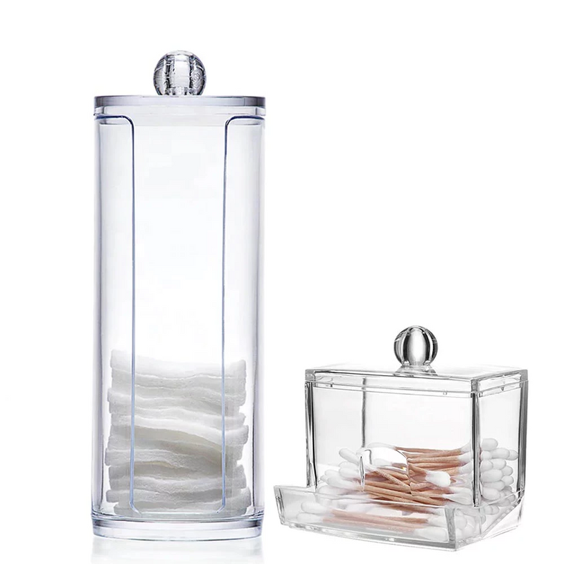 Conjunto Porta Algodão e Cotonete Acrílico
