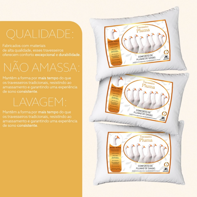 Kit 2 Travesseiros Pluma de Ganso Premium