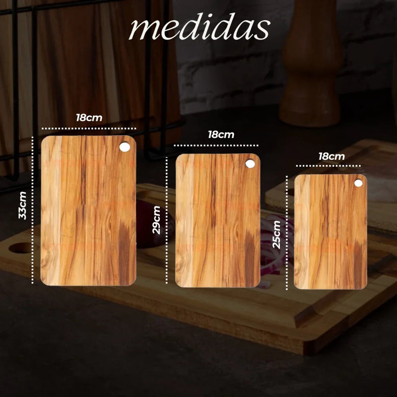 Kit 3 Tábuas para Corte com Suporte
