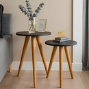 Jogo 2 Mesas Redondas Retrô | Pés Palito de Madeira