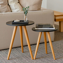 Jogo 2 Mesas Redondas Retrô | Pés Palito de Madeira