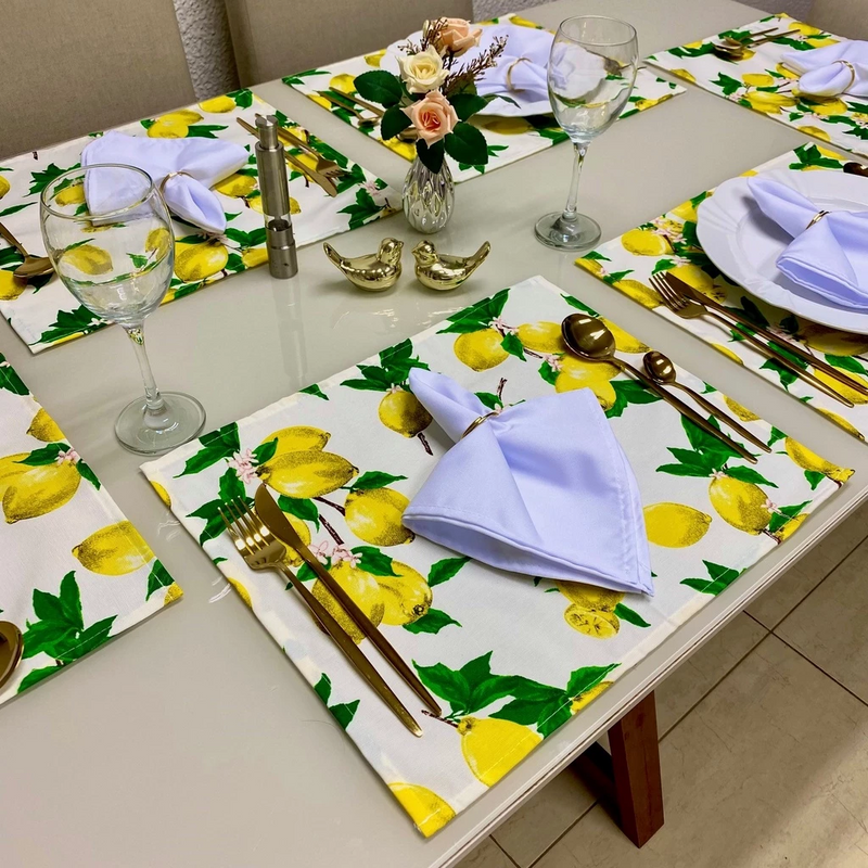 Kit 18 Peças Jogo Americano com Guardanapos e Argolas